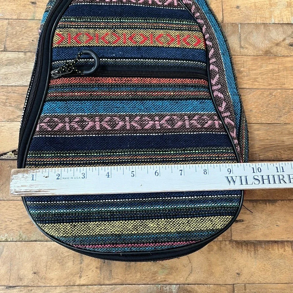 Boho Woven Striped Ukulele Backpack Padded Soft Case 25.75 in Multi-Color